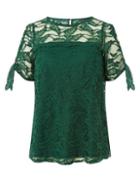 Dorothy Perkins Green Lace Tie Sleeve Top