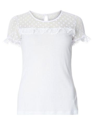 Dorothy Perkins Petite Ivory Spot Mesh T-shirt