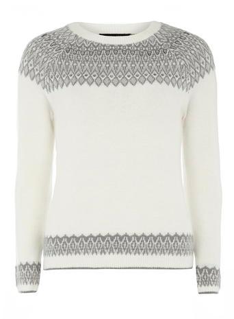 Dorothy Perkins Ivory Embellished Fairisle Jumper
