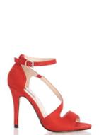 Dorothy Perkins *quiz Red Faux Suede Strap Sandals
