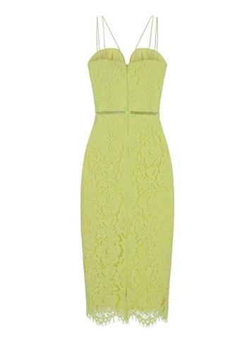 Girls On Film *girls On Film Strappy Lime Lace Midi Bodycon Dress