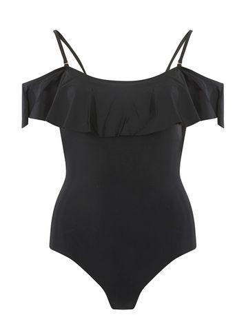 Dorothy Perkins *black Plain Bardot Swimsuit
