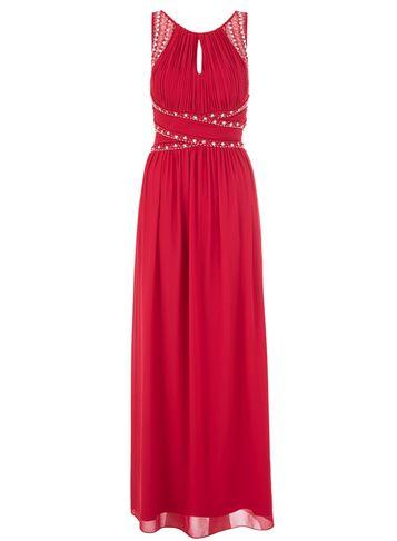 Dorothy Perkins *quiz Berry Red Chiffon Keyhole Maxi Dress