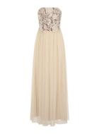 Dorothy Perkins *little Mistress Beige Lace Bandeau Maxi Dress