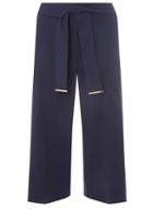 Dorothy Perkins Navy Belted Wide Cropped Trousers