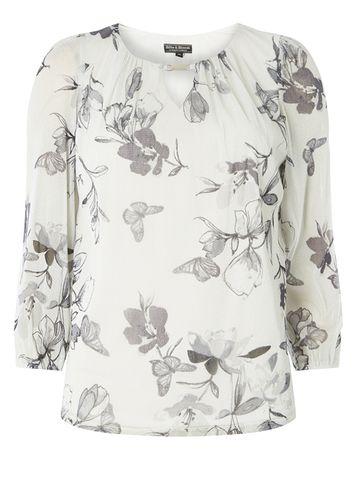 Dorothy Perkins *billie & Blossom Silver Floral Mesh Blouse