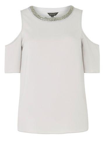 Dorothy Perkins Silver Embellished Cold Shoulder Top