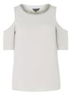 Dorothy Perkins Silver Embellished Cold Shoulder Top