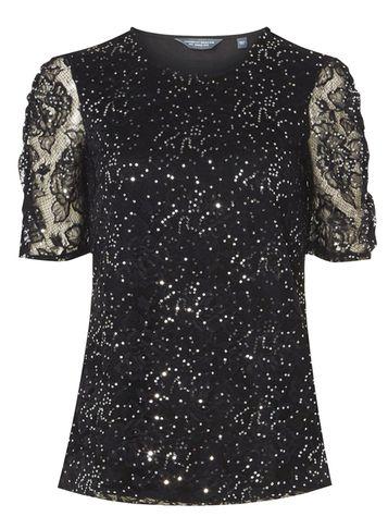 Dorothy Perkins *tall Black Sequin Embellished T-shirt