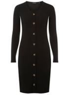 Dorothy Perkins Black Horn Button Rib Bodycon Dress