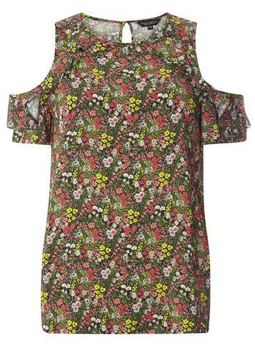 Dorothy Perkins Ditsy Floral Cold Shoulder Top