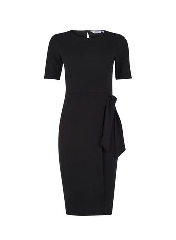 Dorothy Perkins Petite Black Knot Front Shift Dress