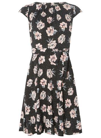 Dorothy Perkins *billie & Blossom Petite Black Floral Viscose Dress