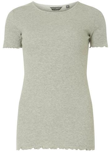 Dorothy Perkins *tall Grey Ruffle Edge T-shirt