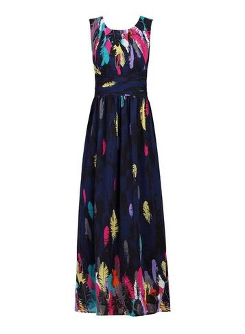 *jolie Moi Navy Pattern Chiffon Dress