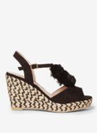 Dorothy Perkins Black 'rose' Pom Pom Wedges