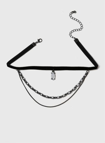 Dorothy Perkins Black Velvet And Rhinestone Choker Necklace