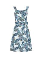 Dorothy Perkins Blue Paisley Print Ruffle Fit And Flare Dress