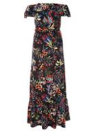 Dorothy Perkins Black Tropical Bardot Maxi Dress