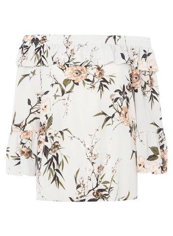 Dorothy Perkins *tall Grey Floral Print Bardot Top