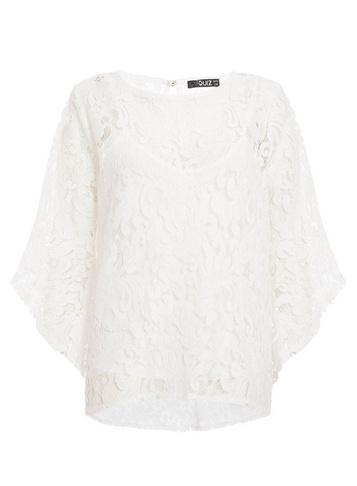 *quiz White Crochet Frill Sleeve Top