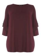 Dorothy Perkins *dp Curve Burgundy Twist Ruffle Sleeve T-shirt