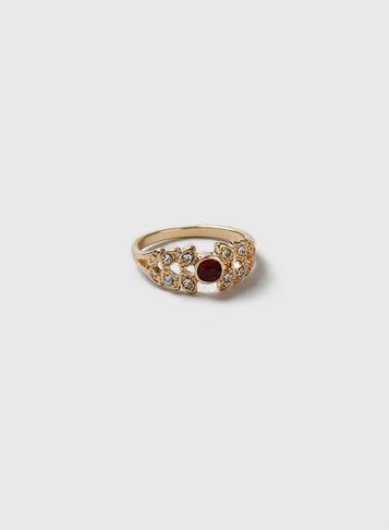 Dorothy Perkins Red Stone And Crystal Ring