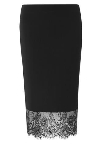 Dorothy Perkins Black Lace Hem Tube Skirt