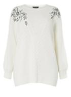 Dorothy Perkins *dp Curve Ivory Embroidered Cable Knitted Jumper