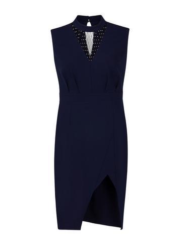 Dorothy Perkins *little Mistress Curve Navy Mesh Midi Dress