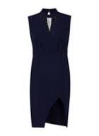 Dorothy Perkins *little Mistress Curve Navy Mesh Midi Dress