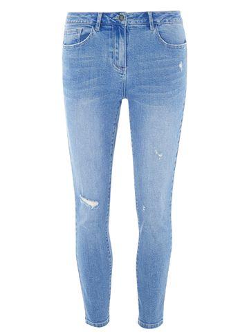 Dorothy Perkins Blue Ripped Skinny Ankle Grazer Jeans