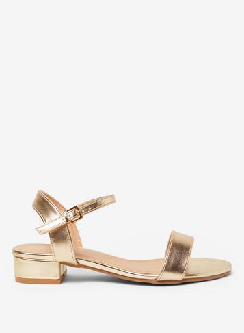 Dorothy Perkins Wide Fit Gold Spirit Block Heel Sandals
