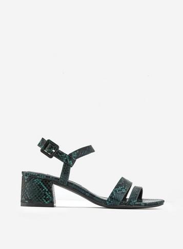 Dorothy Perkins Green Binkie Snake Print Heeled Sandals