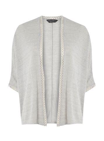 Dorothy Perkins Grey Geo Lace Trim Cardigan