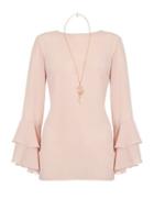 Dorothy Perkins *quiz Pink Frill Sleeve Necklace Top