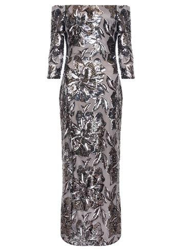 Dorothy Perkins *quiz Grey Sequin Bardot Maxi Dress