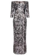 Dorothy Perkins *quiz Grey Sequin Bardot Maxi Dress