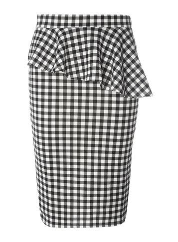 Dorothy Perkins Black Gingham Pep Hem Pencil Skirt