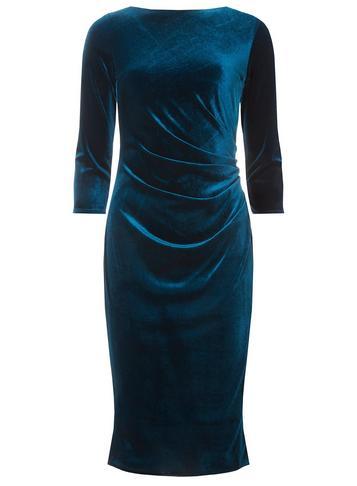 Dorothy Perkins *billie & Blossom Teal 3/4 Sleeve Velour Bodycon Dress