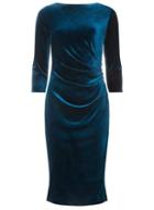 Dorothy Perkins *billie & Blossom Teal 3/4 Sleeve Velour Bodycon Dress