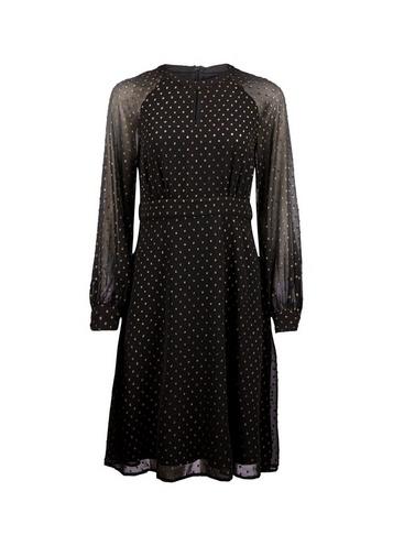 Dorothy Perkins Black Printed Dobby Chiffon Fit And Flare Dress