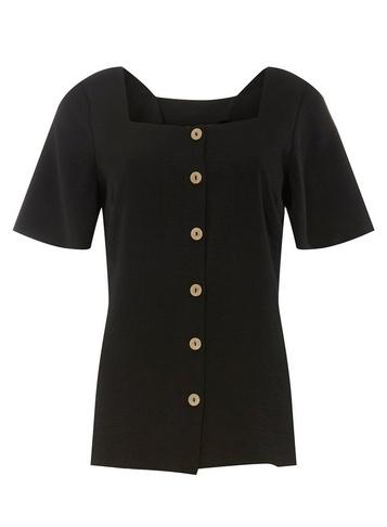 Dorothy Perkins *tall Black Flutter Sleeve Shirt