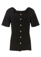 Dorothy Perkins *tall Black Flutter Sleeve Shirt