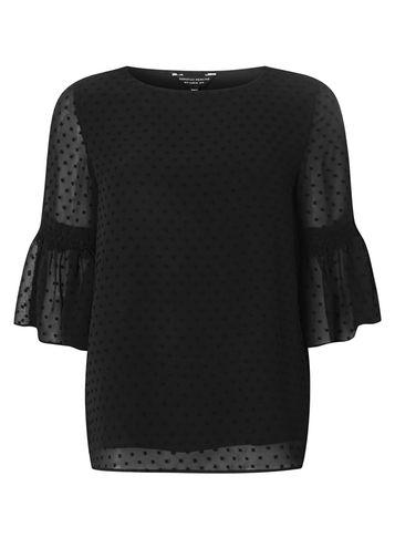 Dorothy Perkins Black Dobby Shirred Tee
