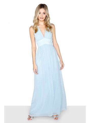 Dorothy Perkins *little Mistress Blue Lace Back Maxi Dress