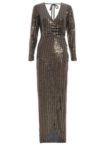 Dorothy Perkins *quiz Black Sequin Wrap Maxi Dress
