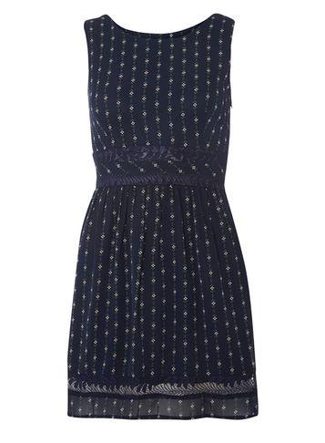 Dorothy Perkins *tenki Blue Pattern Skater Dress