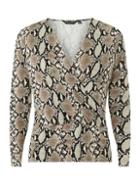 Dorothy Perkins Brown Snake Print Wrap Front Top