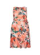 *billie & Blossom Curve Coral Tropical Print Dress